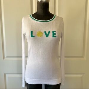 NWT J.Crew Teddie LOVE Tennis Sweater XXS White Cotton Knit